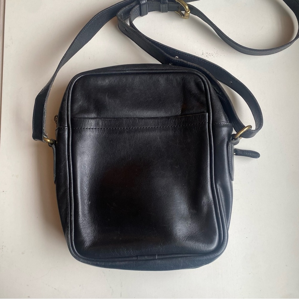 Vintage Black Leather Coach Heritage Flight Camera Bag